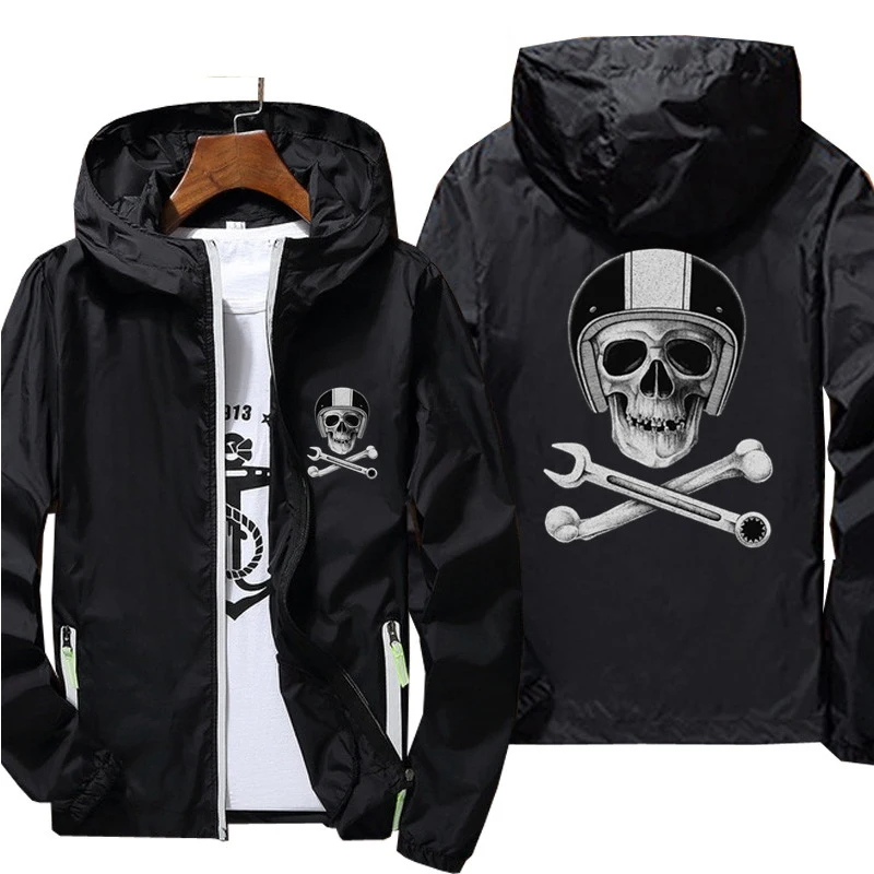 Women Men Motorcycle With Skull Helmet Wrench Biker Cafe Racer Skull Casual Windbreaker Sports Pilot Skin Hooded Jacket 6XL 7XL
Women Men Motorcycle With Skull Helmet Wrench Biker Cafe Racer Skull Casual Windbreaker Sports Pilot Skin Hooded Jacket 6XL 7XL