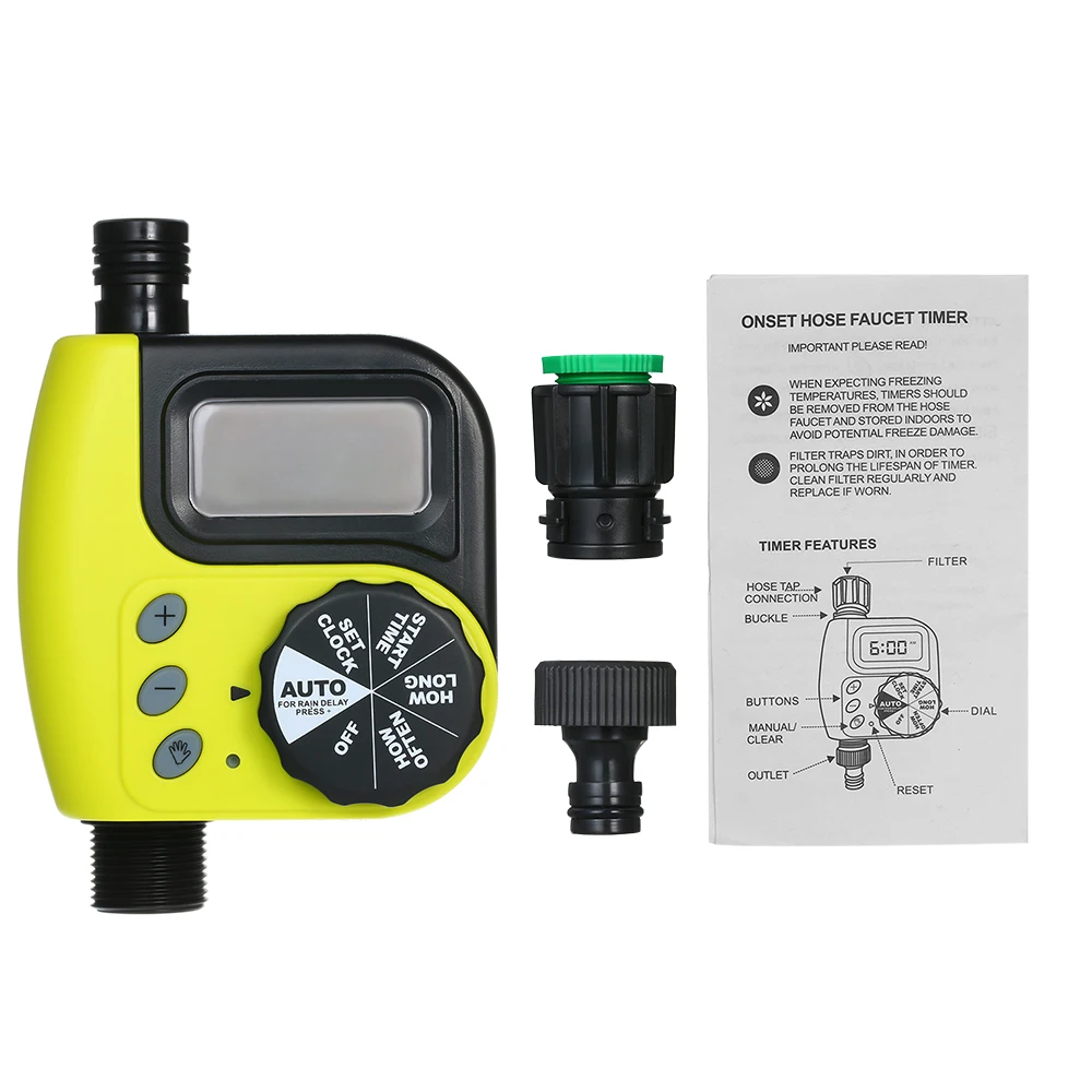Electronic Automatic Water Timer Garden Watering Timer Programmable Hose Faucet Timer Home Garden Irrigation Controller 1-Outlet
Electronic Automatic Water Timer Garden Watering Timer Programmable Hose Faucet Timer Home Garden Irrigation Controller 1-Outlet