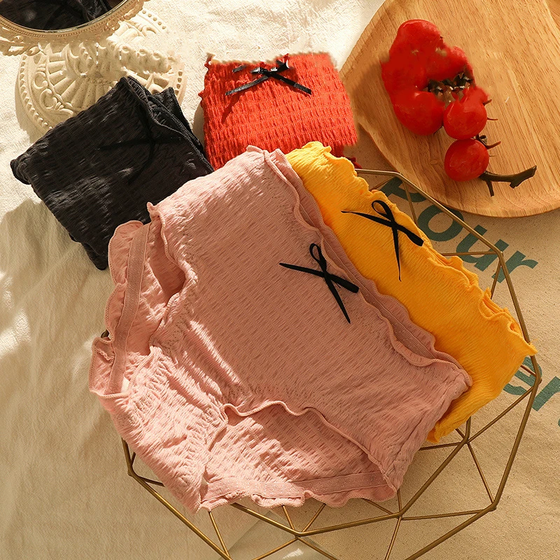 Mid Waist Underpants Cotton Underwear Women Stringy Selvedge Bowknot Briefs Girls Solid Color Cute Panties Strong Elastic Tanga
Mid Waist Underpants Cotton Underwear Women Stringy Selvedge Bowknot Briefs Girls Solid Color Cute Panties Strong Elastic Tanga