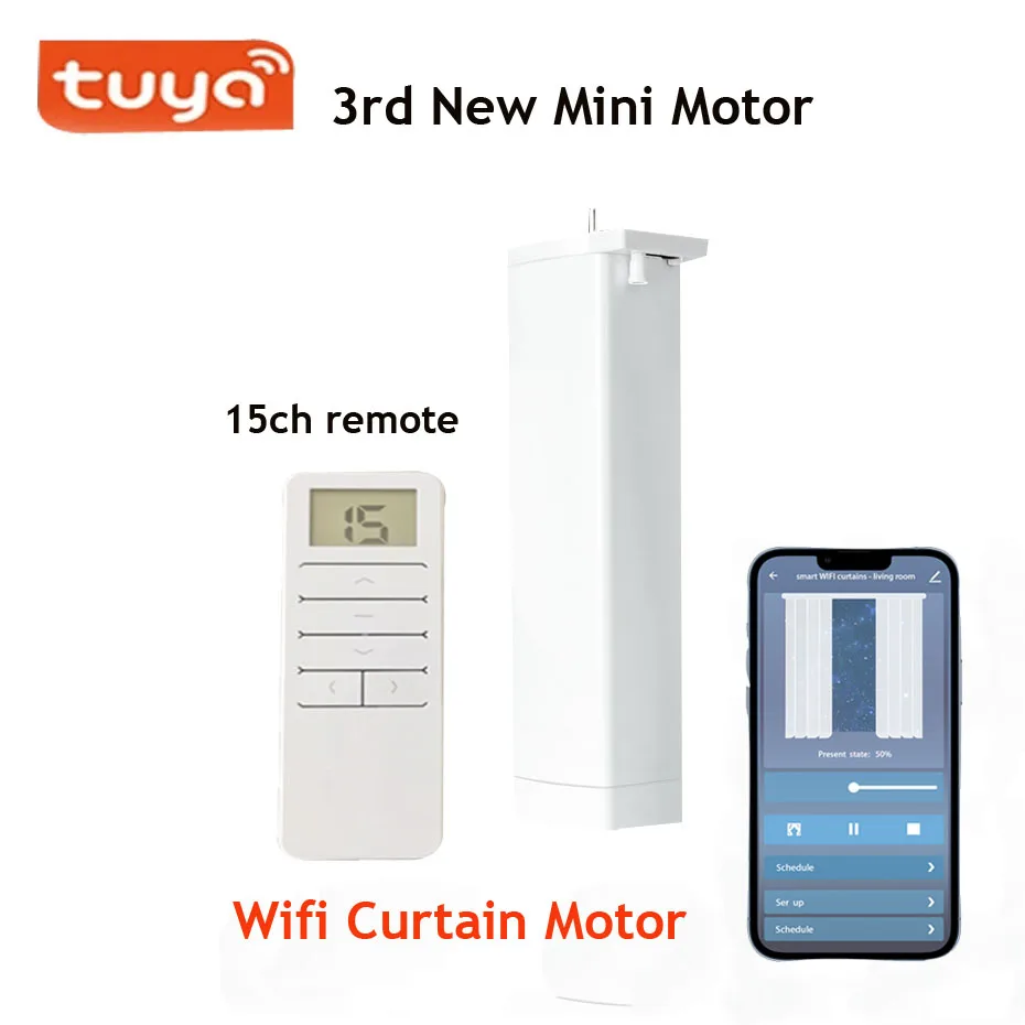 

3rd Generation New Shorter Tuya Wifi Electric Smart Curtain Motor Home Intelligent Support Voice Control Alexa Google Assistant