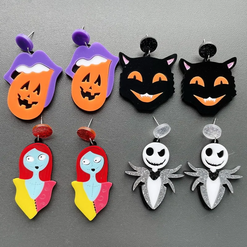 KUGUYS 4 Style Ghost Mouth Skull Black Cat Pumpkin Drop Earrings for Women Halloween Jewelry Trendy Acrylic Accessories
KUGUYS 4 Style Ghost Mouth Skull Black Cat Pumpkin Drop Earrings for Women Halloween Jewelry Trendy Acrylic Accessories