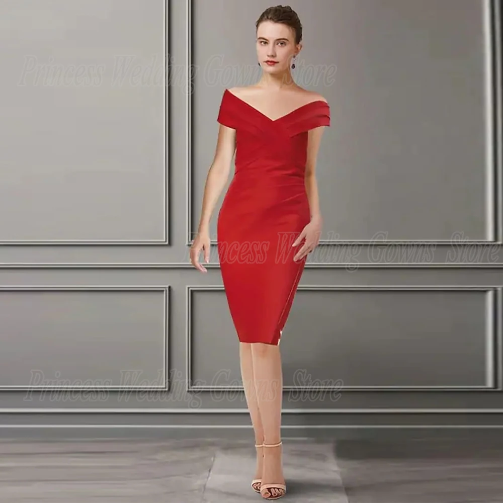 Sheath Satin Mother Of The Bride Dress For Woman Off Shoulder Short Knee Length Sleeveless V Neck Simple Guest Party Gown Cheap
Sheath Satin Mother Of The Bride Dress For Woman Off Shoulder Short Knee Length Sleeveless V Neck Simple Guest Party Gown Cheap