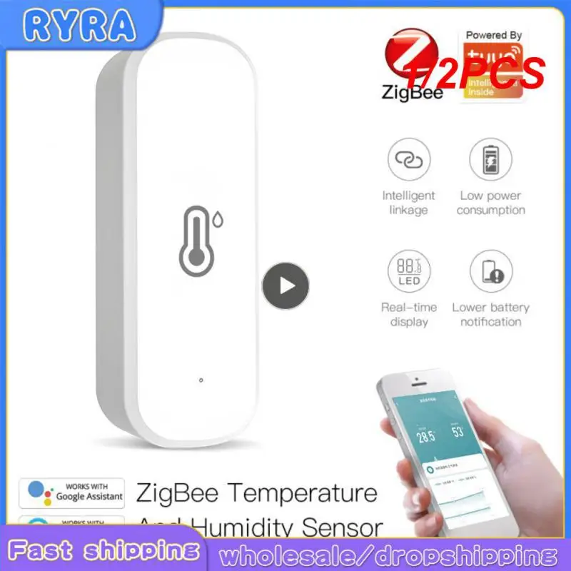 

Умный гигрометр Tuya Zigbee/Wi-Fi, устройство для измерения влажности и температуры в помещении, дистанционное управление через приложение, работает с Alexa, 1/2 шт.