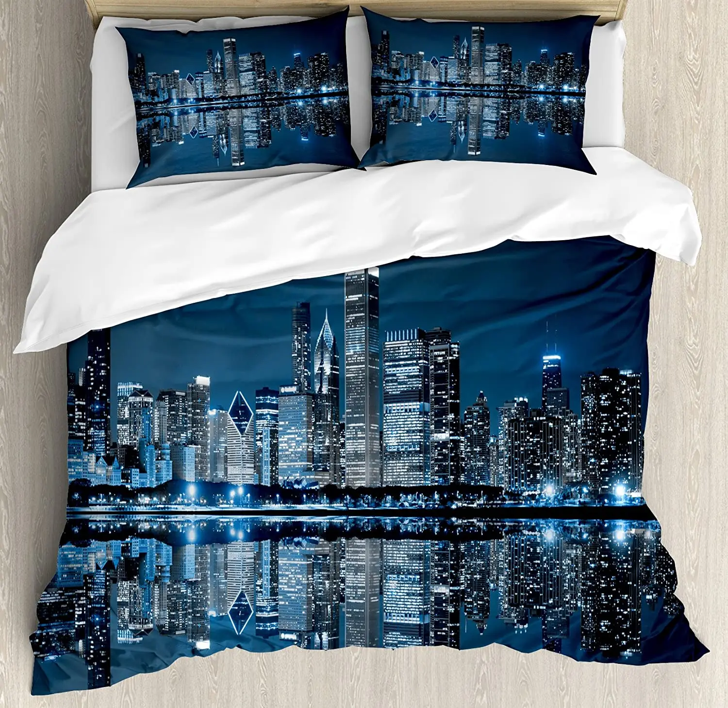 

Chicago Skyline Bedding Set For Bedroom Bed Home Sleeping City Dramatic Urban Resting Pop Duvet Cover Quilt Cover And Pillowcase