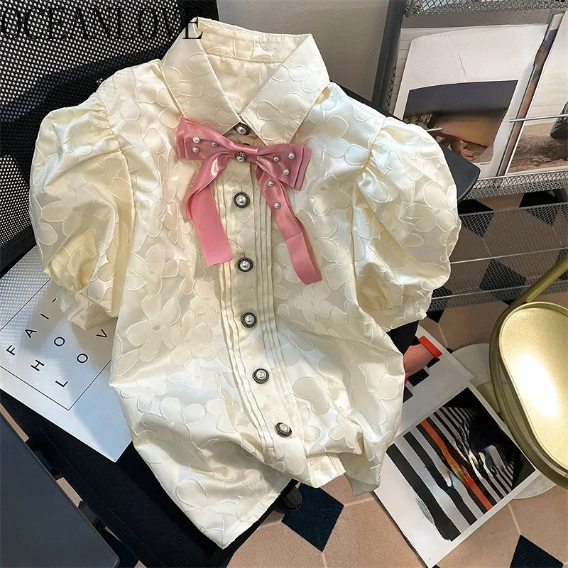 Bow Pu Sleeve Spring Summer Blouses Women Tops Buttons Short Sweet Blusas Mujer Korean Vintage Shirts Tops
Bow Pu Sleeve Spring Summer Blouses Women Tops Buttons Short Sweet Blusas Mujer Korean Vintage Shirts Tops