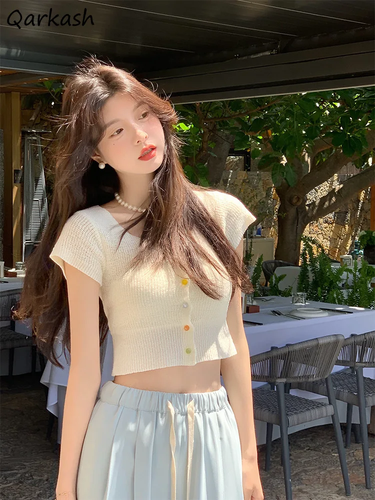 Cropped Cardigan Women Vintage Summer Knitted Thin Slim Sexy Square Collar Korean Style All-match Young Sweet Solid Tender Chic 
Cropped Cardigan Women Vintage Summer Knitted Thin Slim Sexy Square Collar Korean Style All-match Young Sweet Solid Tender Chic