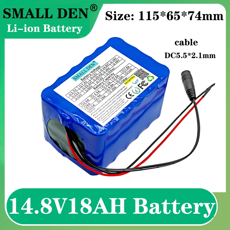 14.8V 18Ah 18650 li-ion Rechargeable battery pack 4S6P 18000mAh Large Capacity 16.8V LED lamp heater PDA Monitor emergency light
14.8V 18Ah 18650 li-ion Rechargeable battery pack 4S6P 18000mAh Large Capacity 16.8V LED lamp heater PDA Monitor emergency light