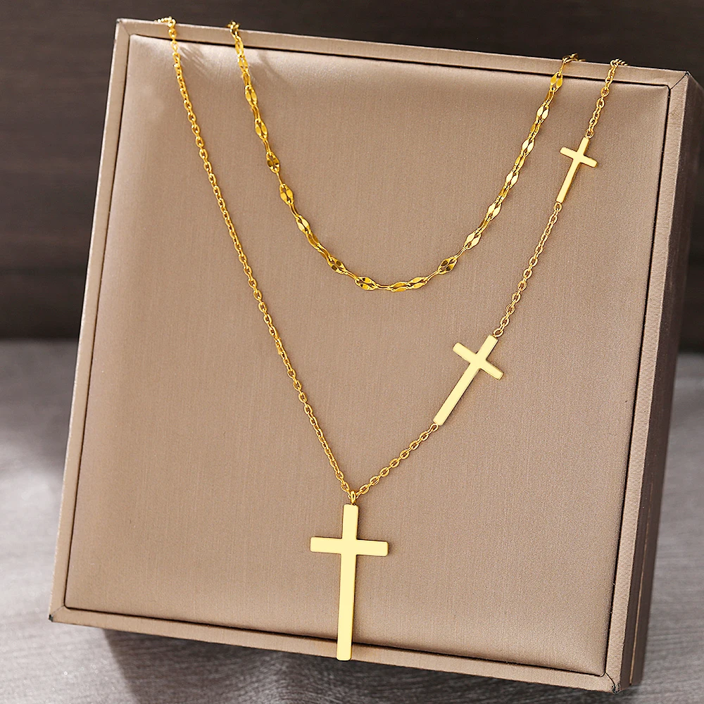 Stainless Steel Necklaces Cross Pendant Choker Multilayer Chain Double Stacked Wear Light Luxury Fine Necklace For Women Jewelry
Stainless Steel Necklaces Cross Pendant Choker Multilayer Chain Double Stacked Wear Light Luxury Fine Necklace For Women Jewelry