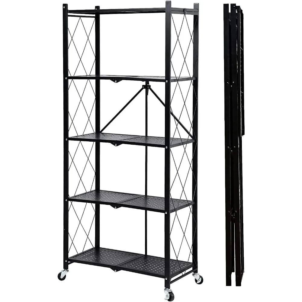 TIOPSUUO 5-Shelf Foldable Storage Shelf Unit on Wheels (No Assembly) Large Capacity Shelving Unit, Storage Organization
TIOPSUUO 5-Shelf Foldable Storage Shelf Unit on Wheels (No Assembly) Large Capacity Shelving Unit, Storage Organization