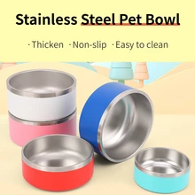 64oz Stainless Steel Round Dog Bowl Cat Bowl Double Vacuum Feeding Pet Bowl Large Capacity Dog Food Water Bowl Dog Accessories