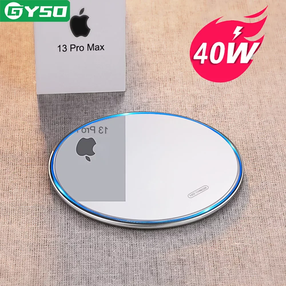

GYSO 40W Fast Qi Wireless Charger Pad for iPhone 13 12 11 Pro Max For Samsung S21 S20 S10 S9 S8 Wireless Charging Quick Adapter