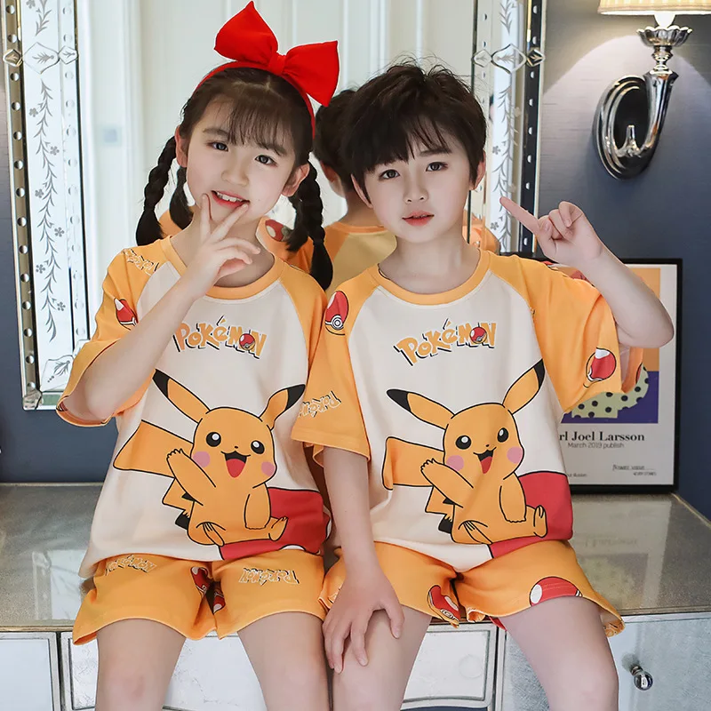 Pokemon Pikachu Children's Sleepwear Kids Pajamas Set Boys Summer Cotton Short-sleeved Thin Suit Pajama Girls Night clothes
Pokemon Pikachu Children's Sleepwear Kids Pajamas Set Boys Summer Cotton Short-sleeved Thin Suit Pajama Girls Night clothes