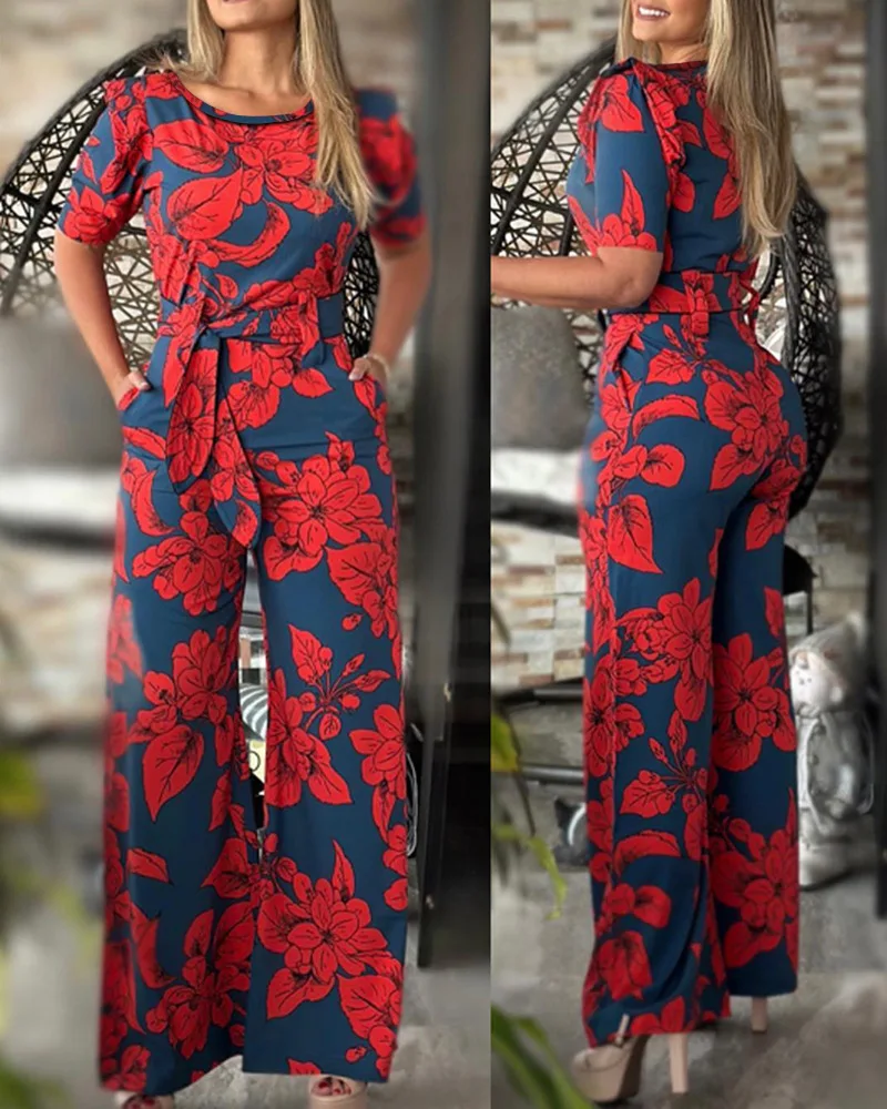 Plants Print Wide Leg Jumpsuit Women Fashion Casual O Neck Loose Pants Overall Pants Full Length Summer Spring
Plants Print Wide Leg Jumpsuit Women Fashion Casual O Neck Loose Pants Overall Pants Full Length Summer Spring