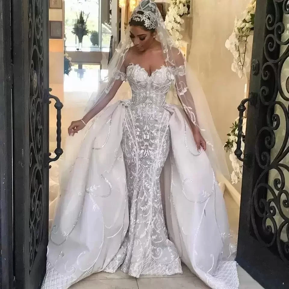 Gorgeous Mermaid Wedding Dresses With Detachable Train Off Shoulder Lace Bridal Gown Vestidos Backless Dubai Wedding Dress 2023
Gorgeous Mermaid Wedding Dresses With Detachable Train Off Shoulder Lace Bridal Gown Vestidos Backless Dubai Wedding Dress 2023