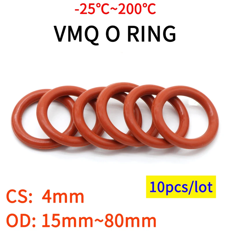 10pcs Red VMQ Silicone Ring Gasket CS 4mm OD 15 ~ 80mm Silicon O Ring Gasket Food Grade Rubber o-ring vmq assortment hvac tools
10pcs Red VMQ Silicone Ring Gasket CS 4mm OD 15 ~ 80mm Silicon O Ring Gasket Food Grade Rubber o-ring vmq assortment hvac tools