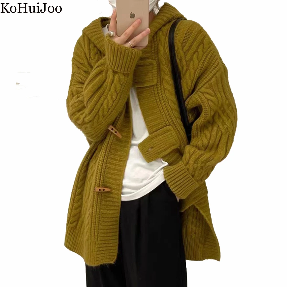 KoHuiJoo Sweater Women Korean Style Thin Loose Vintage Horn Buckle Long Sleeve Sweater Oversize Female With Hooded knitting
KoHuiJoo Sweater Women Korean Style Thin Loose Vintage Horn Buckle Long Sleeve Sweater Oversize Female With Hooded knitting