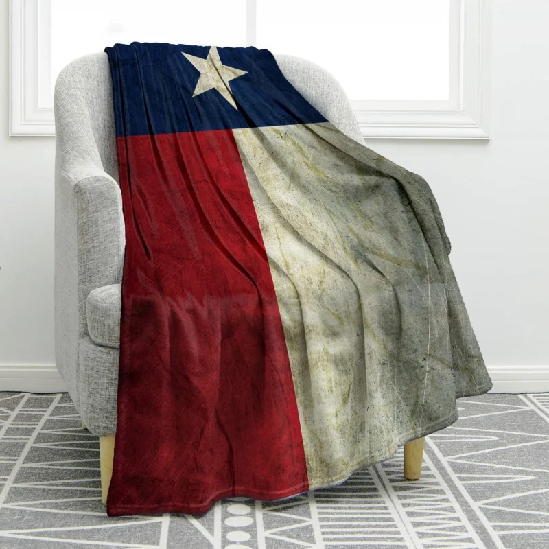 

Texas Flag Throw Blanket Comfort Warmth Vintage Print Blanket for Couch Bed Chair Office Sofa Birthday Souvenir Gifts Custom