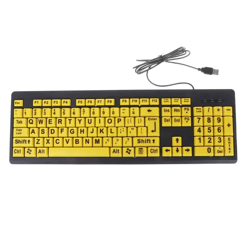 Wholesale USB Wired Keyboard Big Black Letter Print Yellow Button Keyboard For Elderly & Low Vision
Wholesale USB Wired Keyboard Big Black Letter Print Yellow Button Keyboard For Elderly & Low Vision