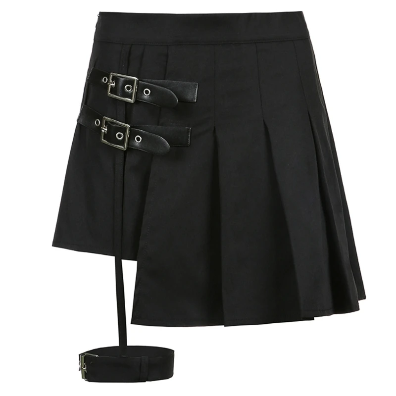 Women Gothic Punk High Waist Pleated Black Mini Skater Skirt with Garter Thigh Ring Shorts Harajuku Buckle Belt Asymmetrical
Women Gothic Punk High Waist Pleated Black Mini Skater Skirt with Garter Thigh Ring Shorts Harajuku Buckle Belt Asymmetrical