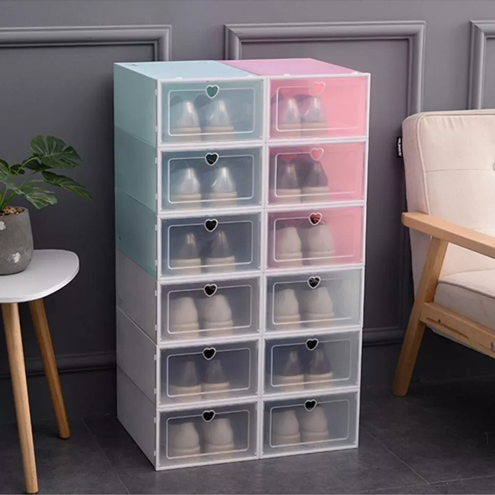 Transparent Plastic Shoe Rack Storage Bins Drawers Combination Flip Cover Room Organizer Shoe Hanger Storage Artifact Thickening
Transparent Plastic Shoe Rack Storage Bins Drawers Combination Flip Cover Room Organizer Shoe Hanger Storage Artifact Thickening