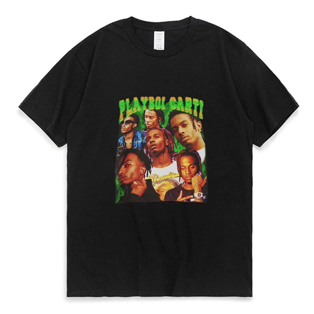 Rap Singer Playboi Carti T Shirt for Men Women European and American Street Hip-hop Black T-shirt 100% Cotton Short Sleeve Tees
Rap Singer Playboi Carti T Shirt for Men Women European and American Street Hip-hop Black T-shirt 100% Cotton Short Sleeve Tees