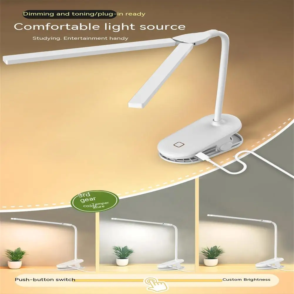 Portable Desk Lamp LED Folding Clip-on Desk Lamp Eye Protection Double-headed USB Reading Lights Table Lamp 
Portable Desk Lamp LED Folding Clip-on Desk Lamp Eye Protection Double-headed USB Reading Lights Table Lamp