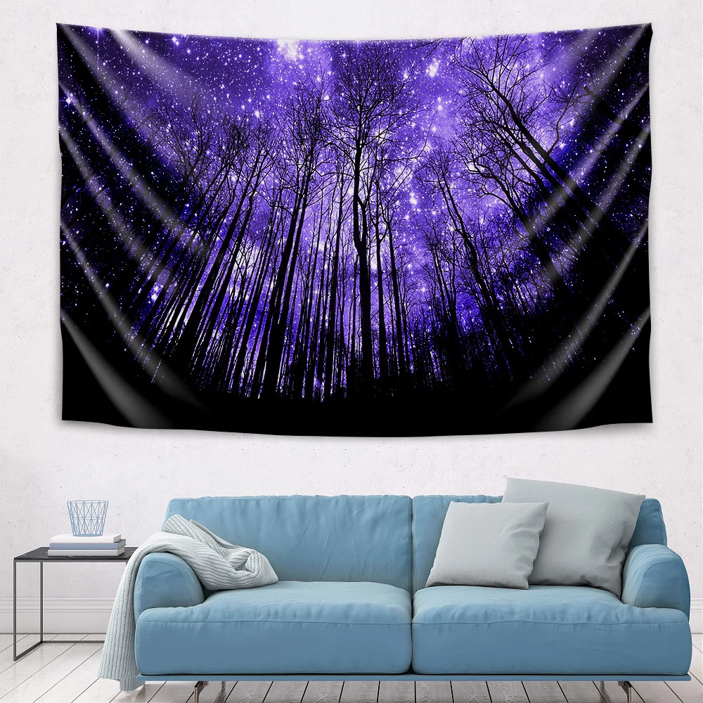 

Galaxy Starry Night Forest Psychedelic Tapestry Wall Hanging Tapestries Hippie Flower Wall Carpets Dorm Decor Starry Sky Carpet