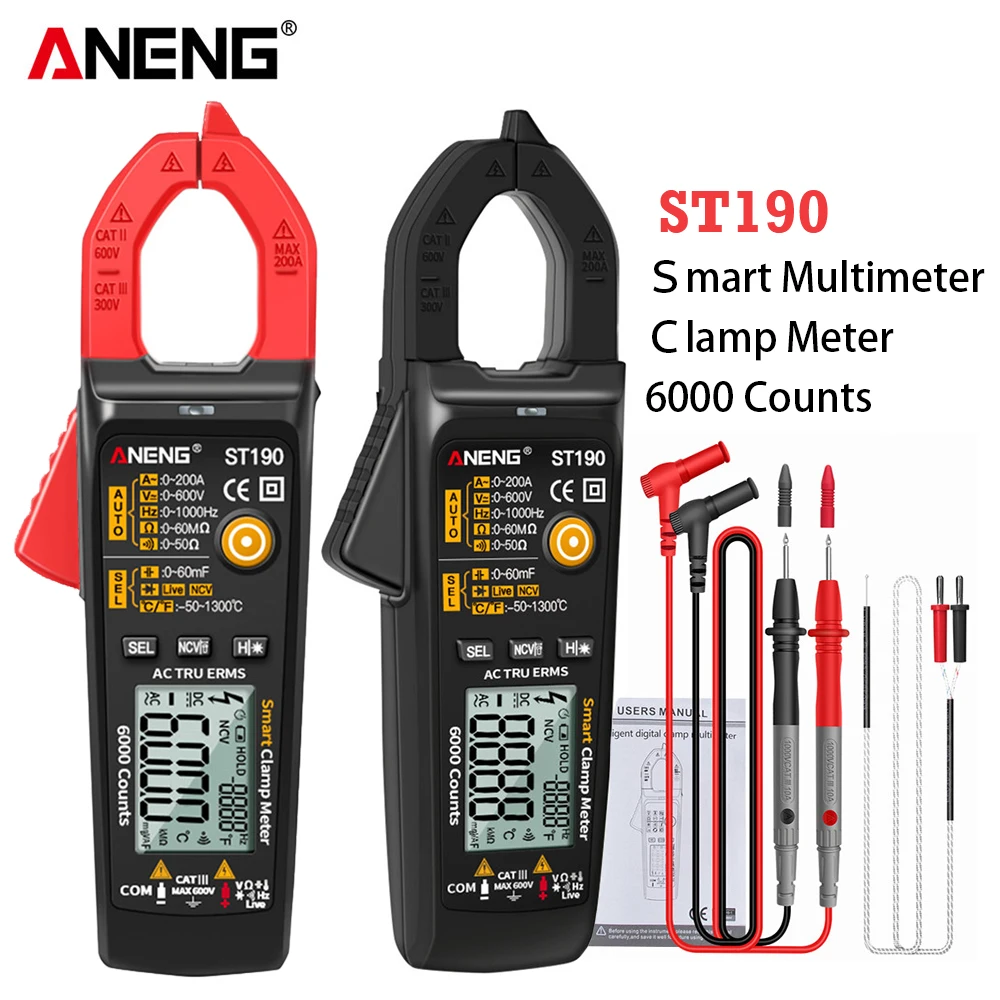 ANENG ST190 Clamp Meter 6000 Counts True RMS Digital Professional Multimeter AC Current Clamp Tester Meters Voltmeter Auto Range
ANENG ST190 Clamp Meter 6000 Counts True RMS Digital Professional Multimeter AC Current Clamp Tester Meters Voltmeter Auto Range