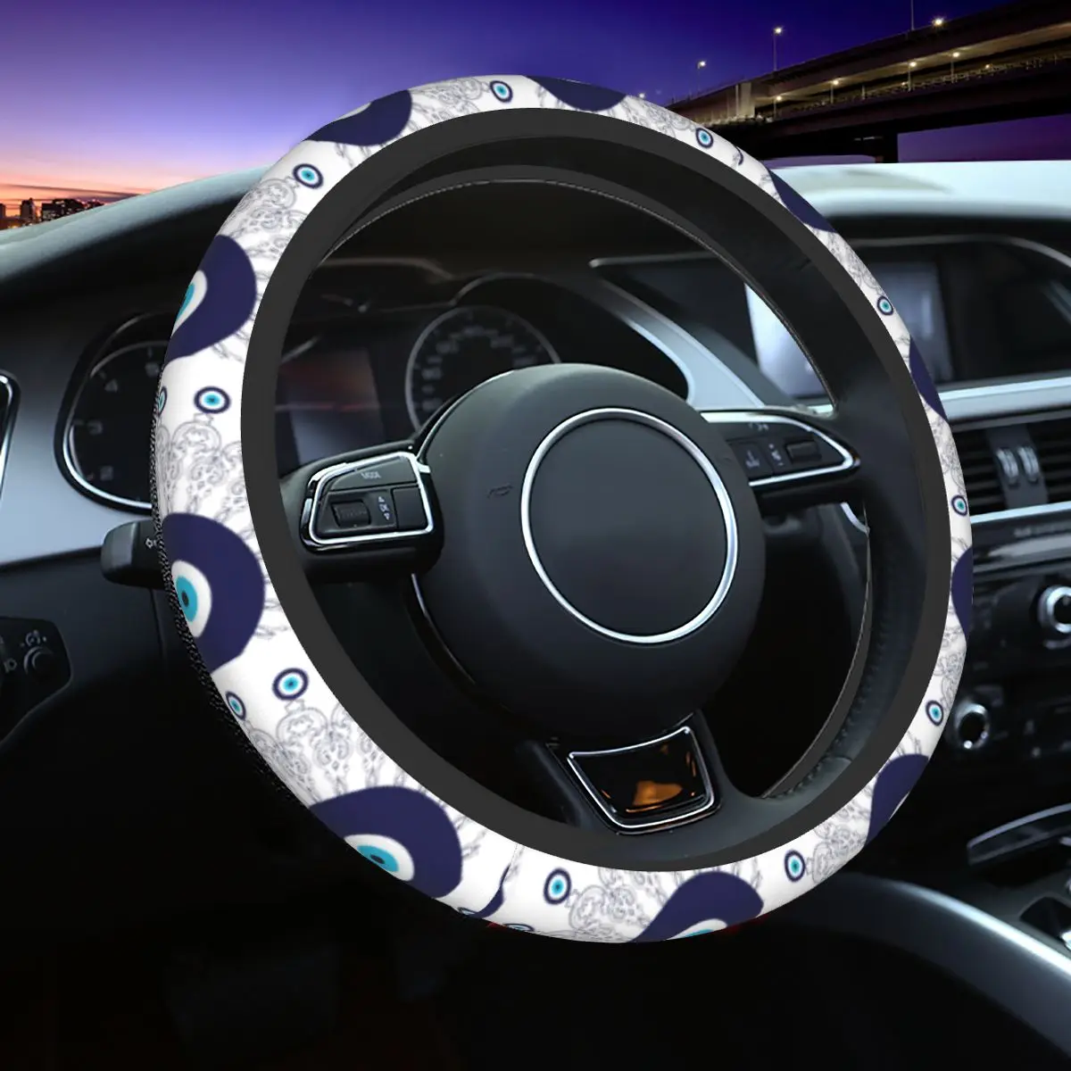 Navy Blue White Mediterranean Evil Eye Steering Wheel Cover Steering Wheel Protector Universal Fit 15 inch Car Accessories
Navy Blue White Mediterranean Evil Eye Steering Wheel Cover Steering Wheel Protector Universal Fit 15 inch Car Accessories