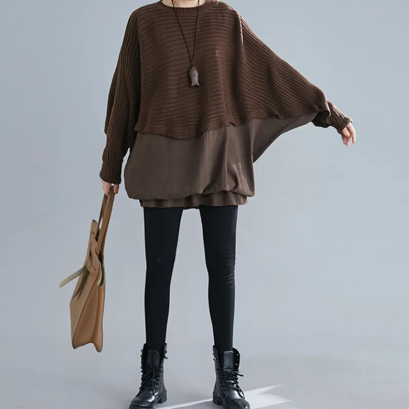 2021 Autumn and Winter Loose Stitching Pullover Bat Solid Shirt Tops Women's Large Knitted Pullover Fashion Casual Bat Sleeves
2021 Autumn and Winter Loose Stitching Pullover Bat Solid Shirt Tops Women's Large Knitted Pullover Fashion Casual Bat Sleeves