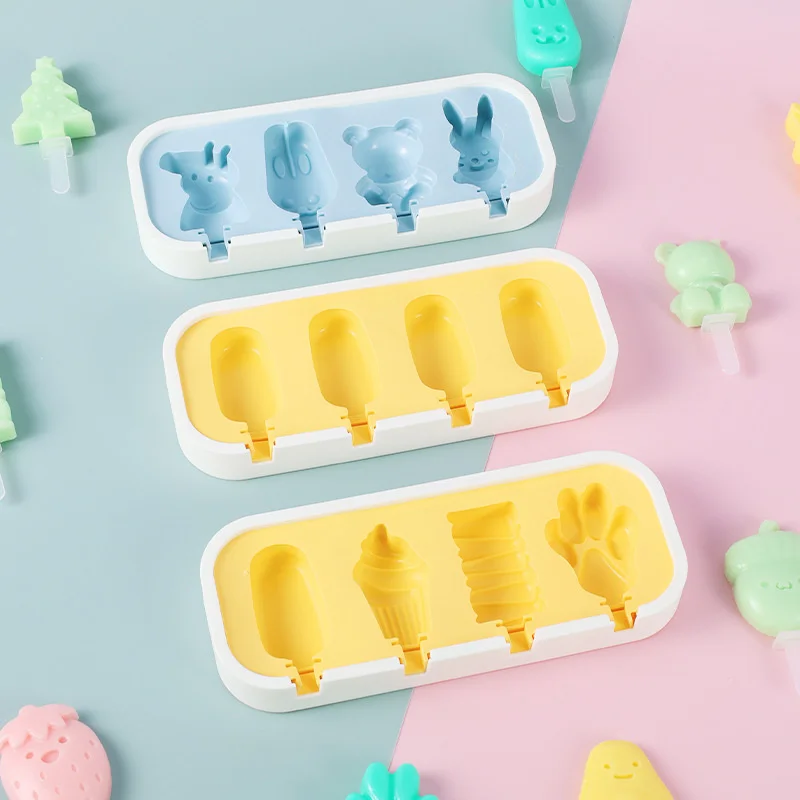 Cartoon ice cream mold Food grade silica gel ice cream popsicle ice cream mold with cover DIY stick box ice cream mold
Cartoon ice cream mold Food grade silica gel ice cream popsicle ice cream mold with cover DIY stick box ice cream mold