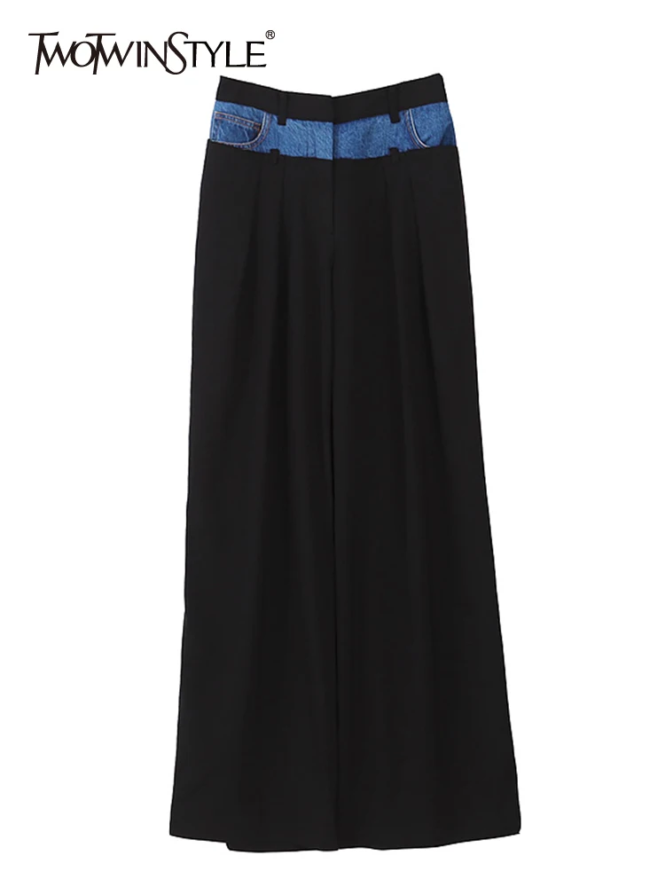 TWOTWINSTYLE Loose Wide Leg Pants For Women High Waist Patchwork Colorblock Casual Trousers Female Spring Clothing Fashion New
TWOTWINSTYLE Loose Wide Leg Pants For Women High Waist Patchwork Colorblock Casual Trousers Female Spring Clothing Fashion New