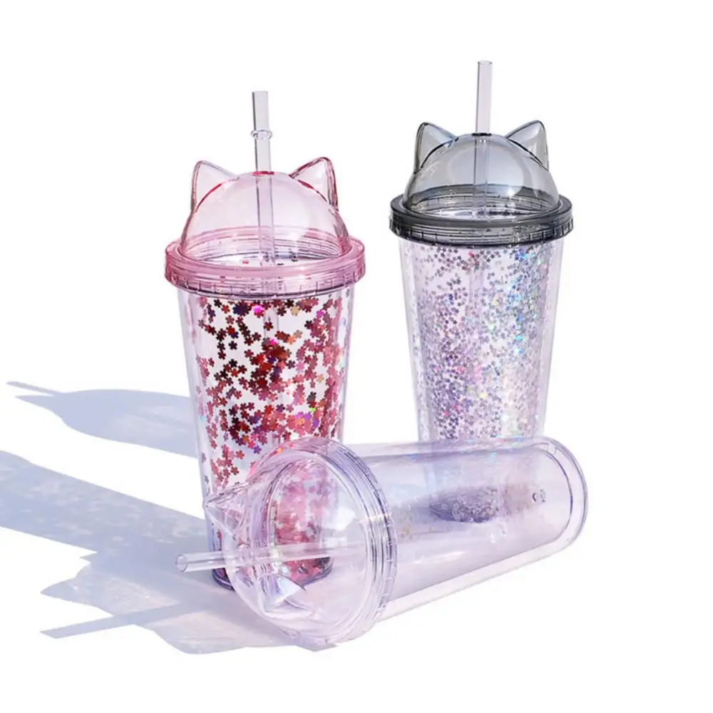 470ml Cat Ear Water Cup Sequins Flash BPA FREE Double-layer Tumbler With Straw Reusable Smoothie Cup Drinkware Bottle
470ml Cat Ear Water Cup Sequins Flash BPA FREE Double-layer Tumbler With Straw Reusable Smoothie Cup Drinkware Bottle