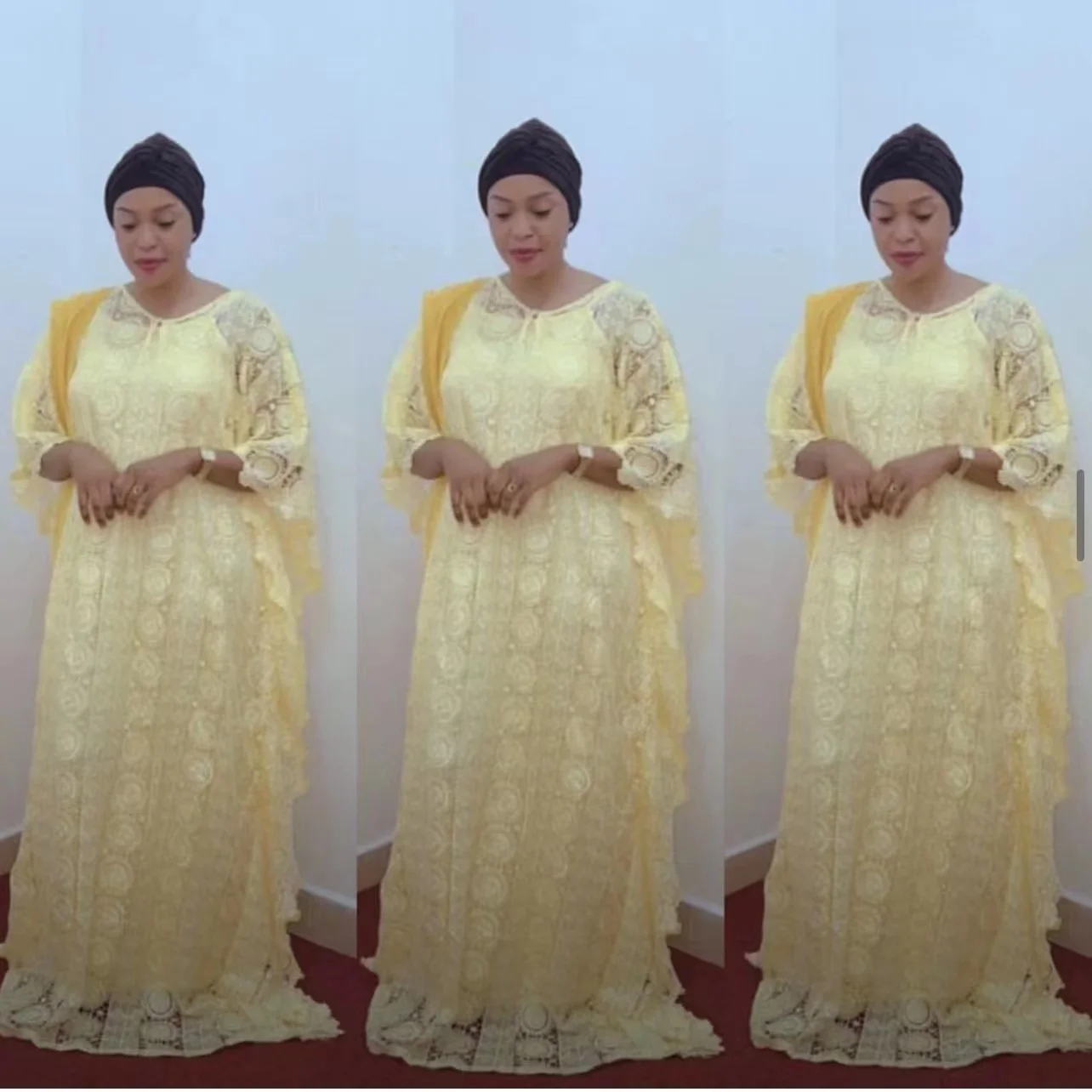 New Style Classic African Women Dashiki Guipure Cord Lace Abaya Stylish Water-Soluble Loose Long Dress + Inside Skirt Free Size 
New Style Classic African Women Dashiki Guipure Cord Lace Abaya Stylish Water-Soluble Loose Long Dress + Inside Skirt Free Size