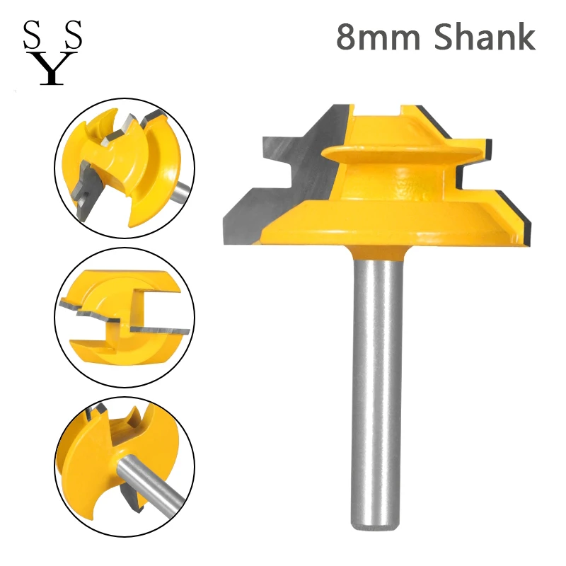 1 Pcs 8mm shank 45 Degree Lock Miter Router Bit Tenon Milling Cutter for Woodworking Tool Carbide Alloy
1 Pcs 8mm shank 45 Degree Lock Miter Router Bit Tenon Milling Cutter for Woodworking Tool Carbide Alloy