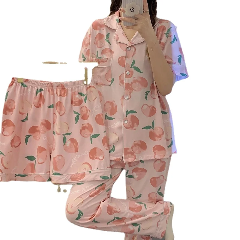 Three Piece Suit Pajamas Women's New Short Sleeved High-grade Home Clothes Can Be Worn Outside In Spring and Autumn Sets
Three Piece Suit Pajamas Women's New Short Sleeved High-grade Home Clothes Can Be Worn Outside In Spring and Autumn Sets