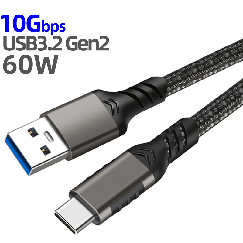 

USB3.2 10Gbps Type C Cable USB A to Type-C 3.2 Data Transfer USB C SSD Hard Disk Cable PD 60W 3A Quick Charge 3.0 Charge Cable