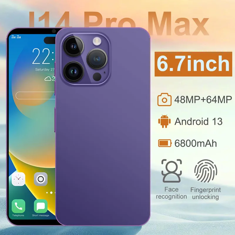 2023 Global Version i14 Pro Max 5G Smartphone 12G+512GB 6.7 inch Cellular 6800mAh Phone 5G Network 50MP Unlocked Dual SIM Phone
2023 Global Version i14 Pro Max 5G Smartphone 12G+512GB 6.7 inch Cellular 6800mAh Phone 5G Network 50MP Unlocked Dual SIM Phone