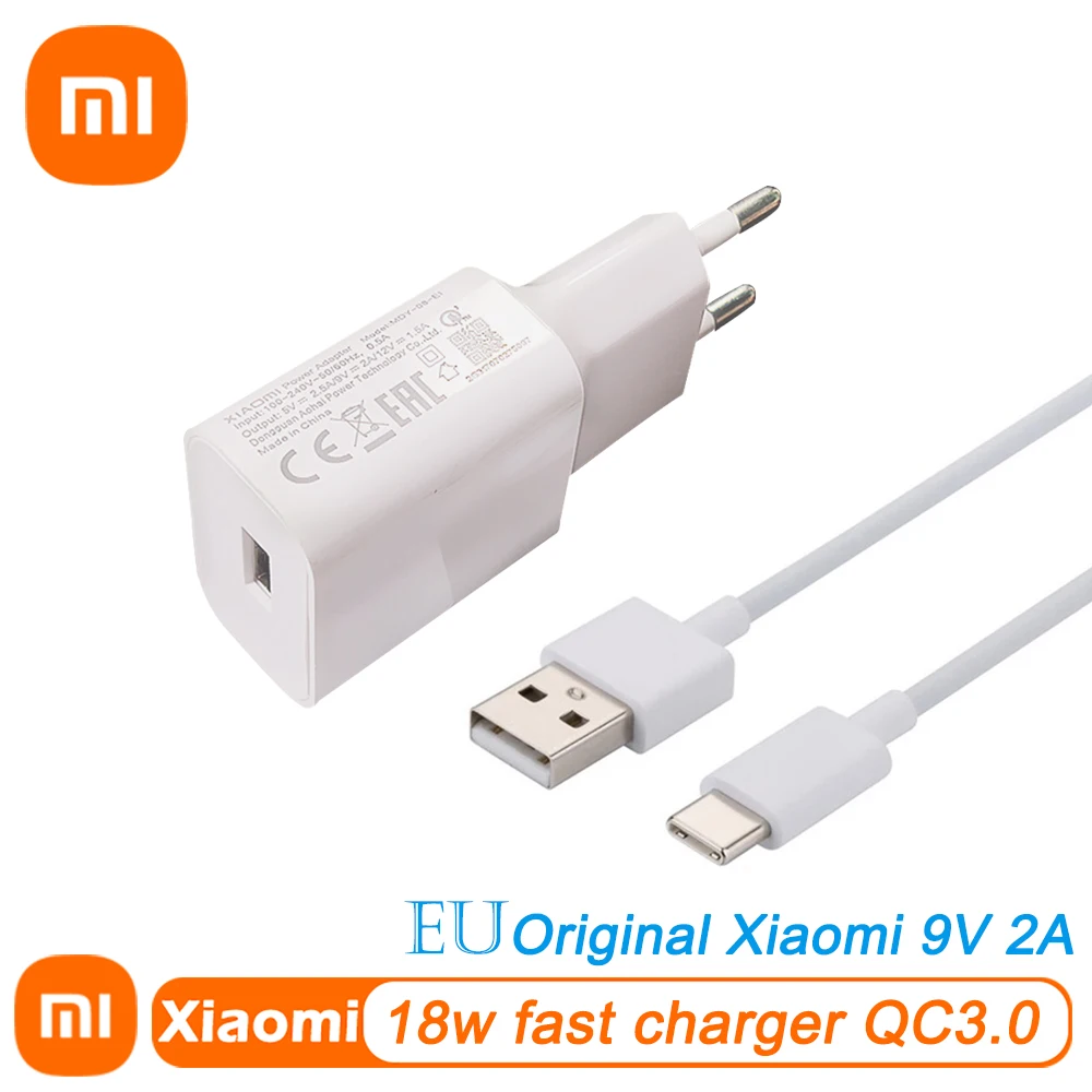 Быстрое зарядное устройство Xiaomi 18 Вт EU QC3.0 для Redmi Note 7 8 Pro 9 s Lite Mi SE 9T Max 3 A3 настенное