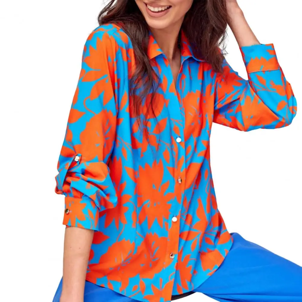Women Shirt Spring Autumn Lapel Long Sleeves Single Breasted Buttons Cuffs Floral Pattern Slim Fit Blouses Top Female Clothing
Women Shirt Spring Autumn Lapel Long Sleeves Single Breasted Buttons Cuffs Floral Pattern Slim Fit Blouses Top Female Clothing