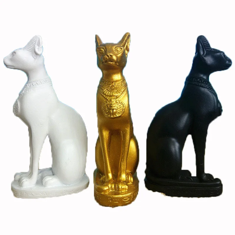 

Смола 10,5 см лучший египетский кот Бог Искусство украшение для дома Европейский стиль Декор для комнаты фигурка орнамент Черное золото статуя подарок