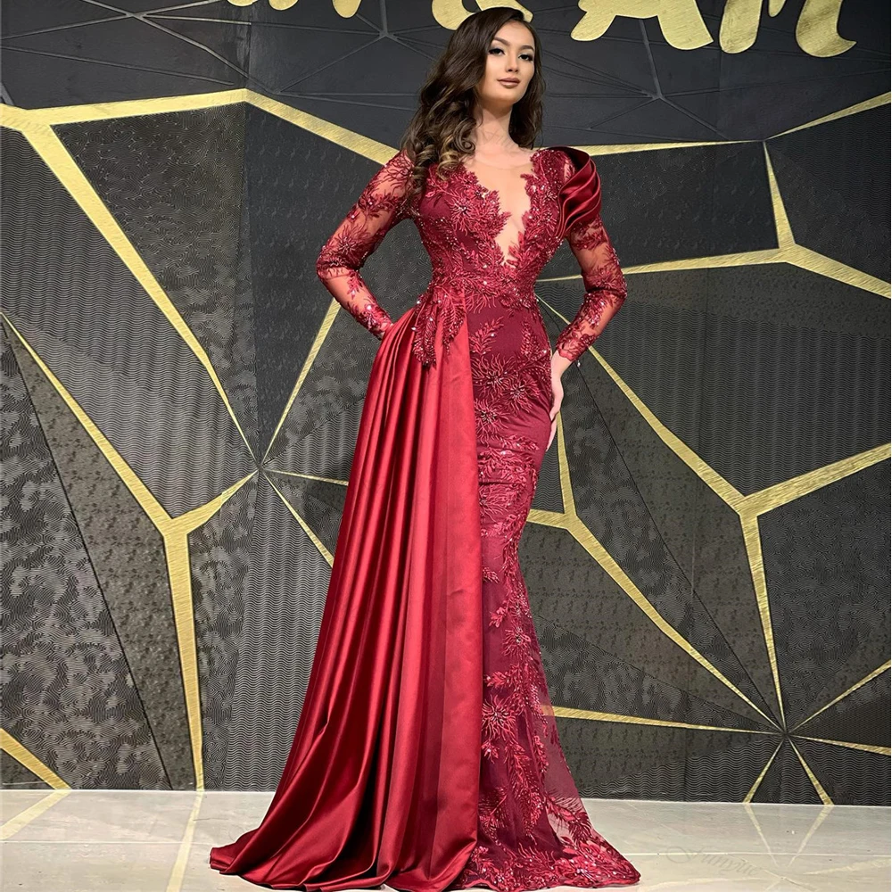 Burgundy Mermaid Evening Dresses Long Sleeves Luxury 2022 Vestidos De Fiesta Beading Lace V-Neck Sexy Women Formal Dress Prom
Burgundy Mermaid Evening Dresses Long Sleeves Luxury 2022 Vestidos De Fiesta Beading Lace V-Neck Sexy Women Formal Dress Prom