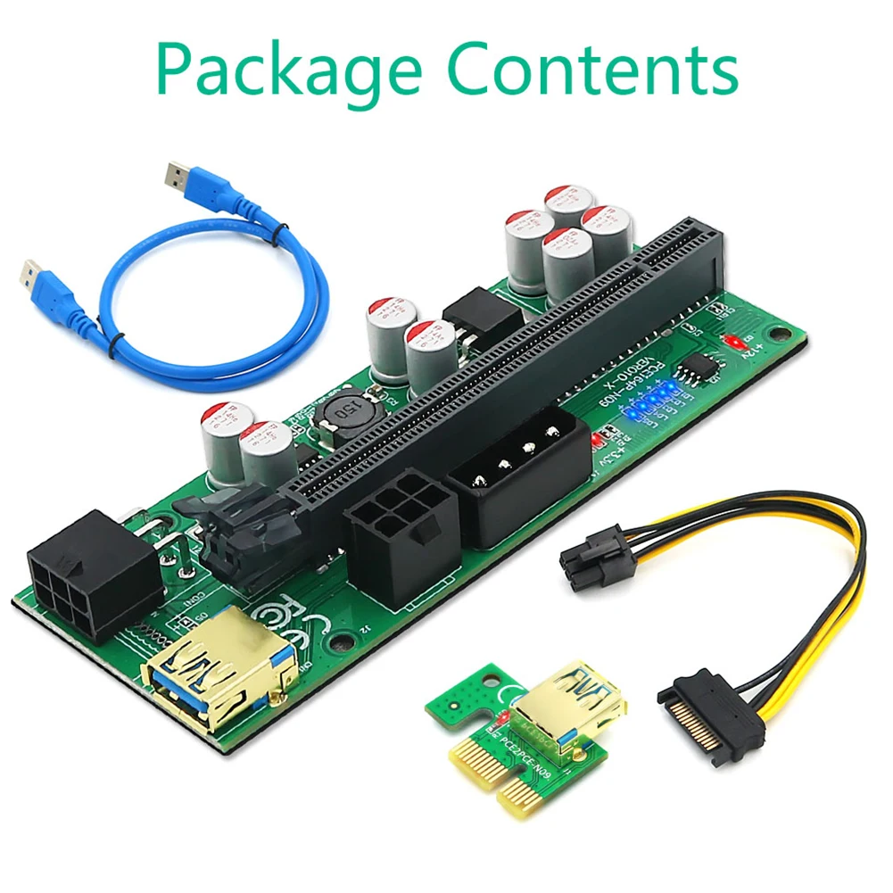 PC PCI-E Riser Card Kit PCI Express 1x to 16x Extender with LED Indicator for ETH Mining Miner Desktop Computer Multiplier
PC PCI-E Riser Card Kit PCI Express 1x to 16x Extender with LED Indicator for ETH Mining Miner Desktop Computer Multiplier