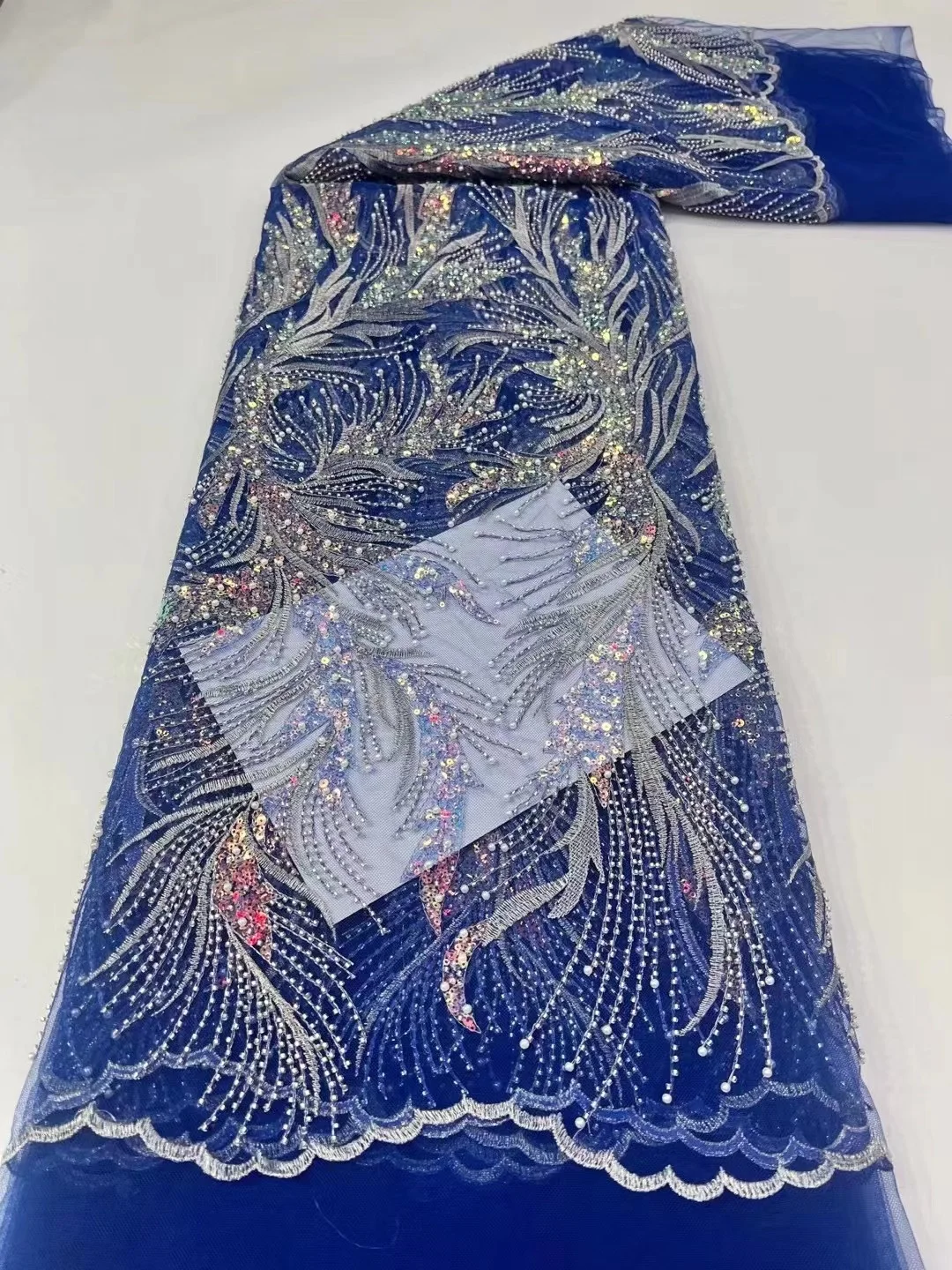 Roaly Blue African Net Lace Fabric With Tube Bead Sequins French Tulle Lace Fabric 5 Yards Nigerian Mesh Lace Fabric For Wedding
Roaly Blue African Net Lace Fabric With Tube Bead Sequins French Tulle Lace Fabric 5 Yards Nigerian Mesh Lace Fabric For Wedding