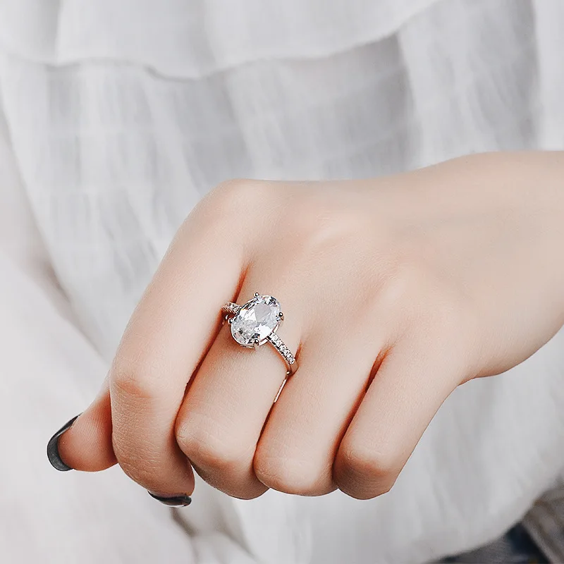 

Astuyo Wish Fashion Women Ring Cubic Zirconia Engagement Proposal Wedding Oval Shape Ring for Female Gift