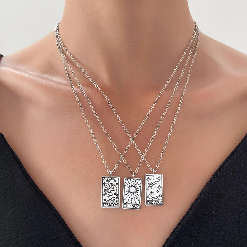 Free Shipping Vintage Tarot Necklace For Women Sun Moon Geometry Pendant Metal Set Necklace Hip Hop Body Jewelry Accessories 
Free Shipping Vintage Tarot Necklace For Women Sun Moon Geometry Pendant Metal Set Necklace Hip Hop Body Jewelry Accessories