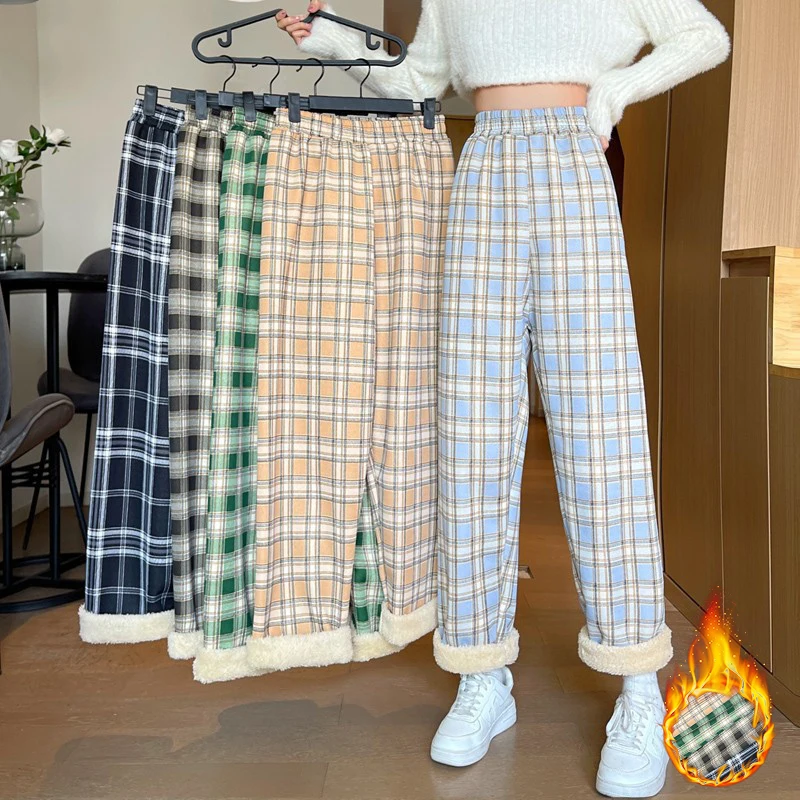 Add Wool Y2k Clothes Velvet Padded Wide-leg Pants Women Pants Loose Straight Pants Casual High Waist Plaid Cargo Streetwear
Add Wool Y2k Clothes Velvet Padded Wide-leg Pants Women Pants Loose Straight Pants Casual High Waist Plaid Cargo Streetwear