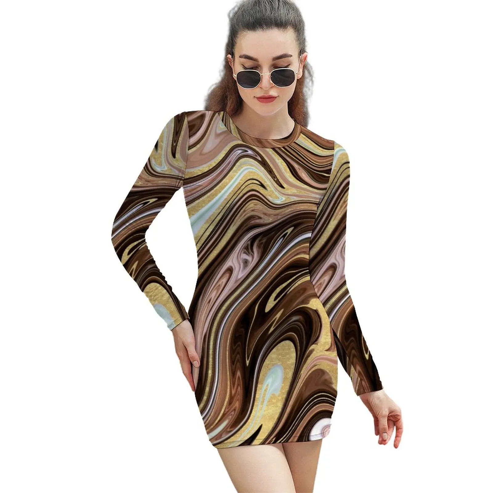 Colorful Liquid Dress Long Sleeve Marble Ink Swirls Night Club Dresses Spring Women Basic Print Bodycon Dress Big Size
Colorful Liquid Dress Long Sleeve Marble Ink Swirls Night Club Dresses Spring Women Basic Print Bodycon Dress Big Size