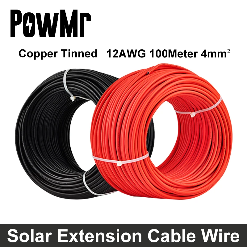 PowMr 12AWG(4mm²) Solar Extension Cable Wire 325 Feet, 12 Gauge Solar Panel Extension Cable 325 FT -fit for RV, Solar, Inverter
PowMr 12AWG(4mm²) Solar Extension Cable Wire 325 Feet, 12 Gauge Solar Panel Extension Cable 325 FT -fit for RV, Solar, Inverter