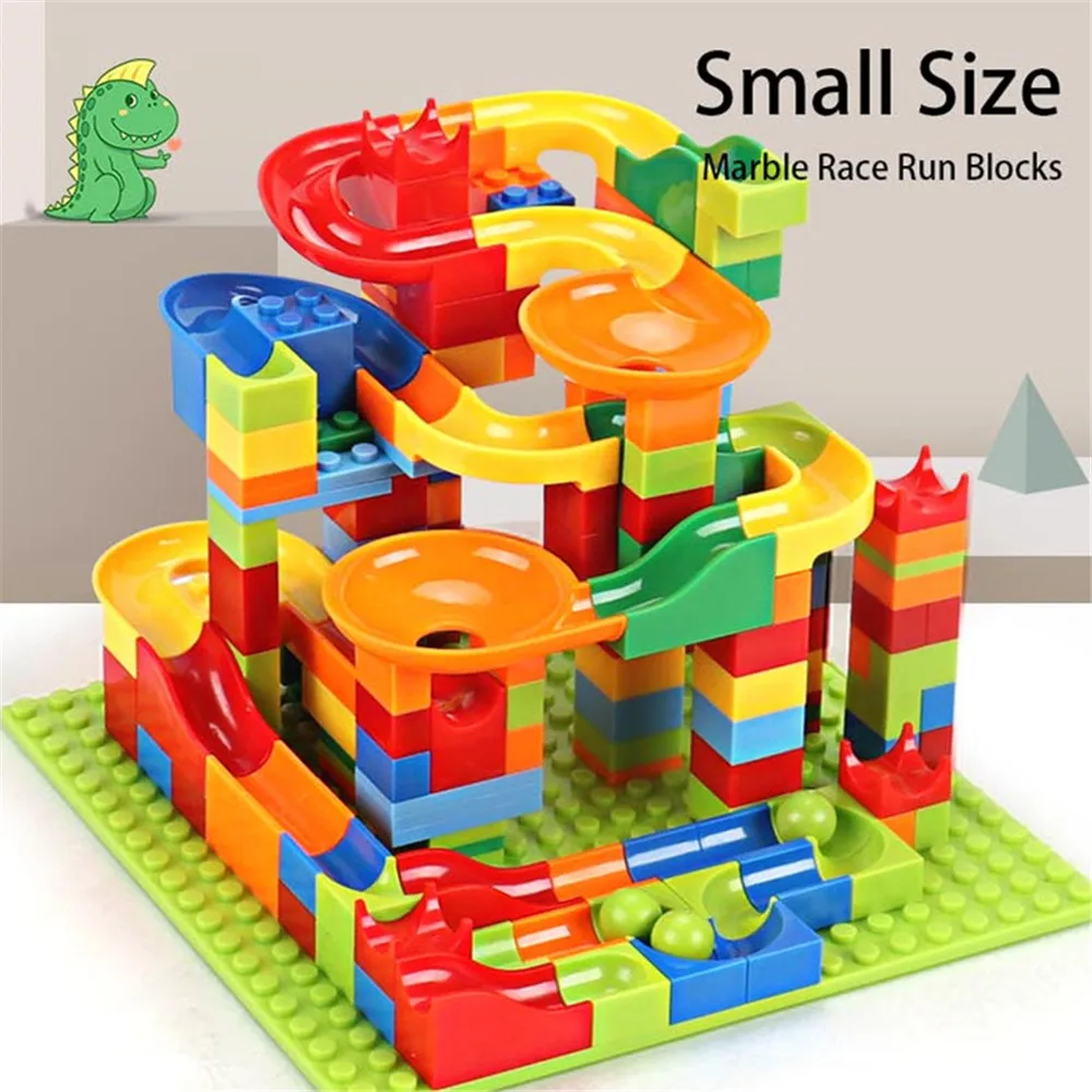 

168-336pcs Building Blocks Track Marble Race Run Maze Ball Track Building Blocks Set ABS Assemble Funnel Slide Bricks Toys Gift